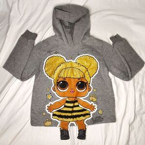 Lol Surprise Girls Gray Sweater Queen Bee Graphic Hoodie Kids Size Large
